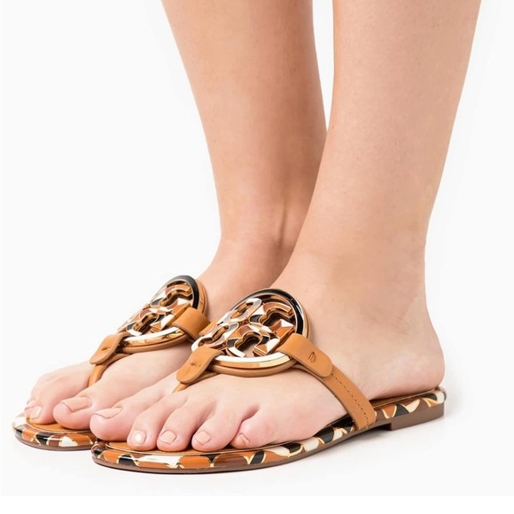 Tory Burch Enamel Miller Leather Thong Sandals Elba Camello size 6,5M. NWOT - Picture 6 of 10
